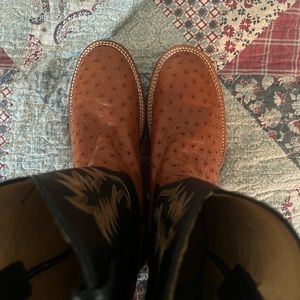 Justin full quill crepe sole ostrich boots